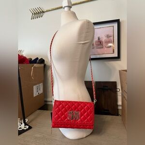 Badgley Mischka Red Quilted Shoulder Bag